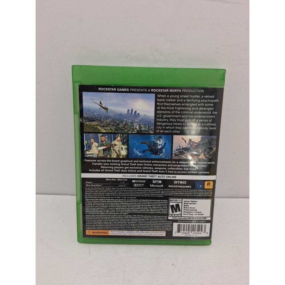 Grand Theft Auto V GTA 5 Xbox One Rockstar Games Action Adventure Game Disc CIB